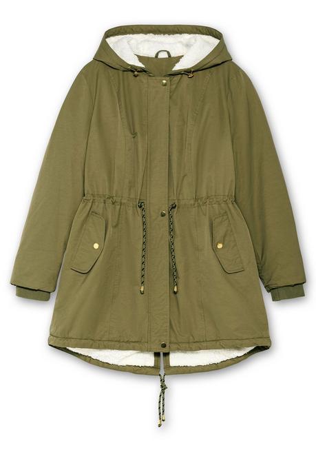 Sheego Wattierte Jacke Im Parka-Stil Mit Kuscheliger Kapuze - Oliv Sheego