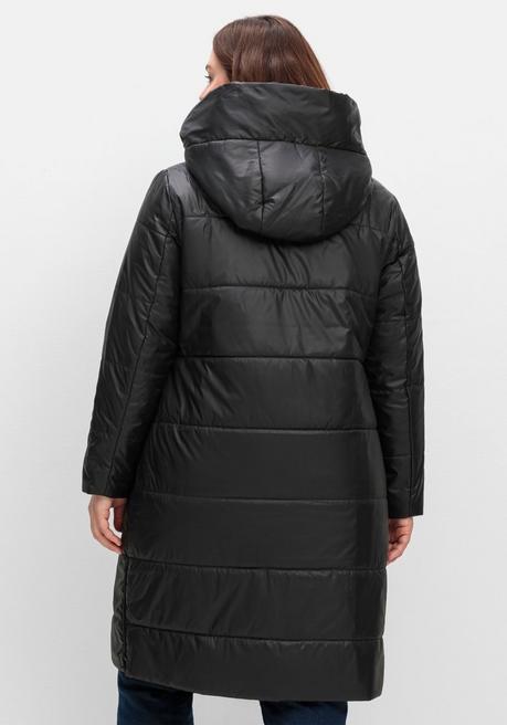 Sheego Wattierter Steppmantel Mit Kapuze, Gefüttert - Schwarz Sheego