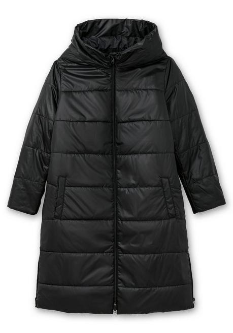 Sheego Wattierter Steppmantel Mit Kapuze, Gefüttert - Schwarz Sheego