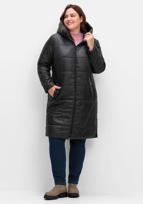 Sheego Wattierter Steppmantel Mit Kapuze, Gefüttert - Schwarz Sheego