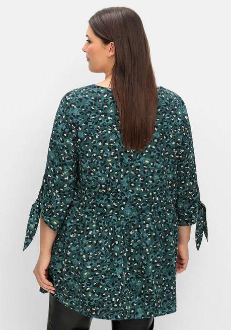 Sheego Weit Schwingende Tunika Mit Alloverprint - Tiefgrün Gemustert Sheego