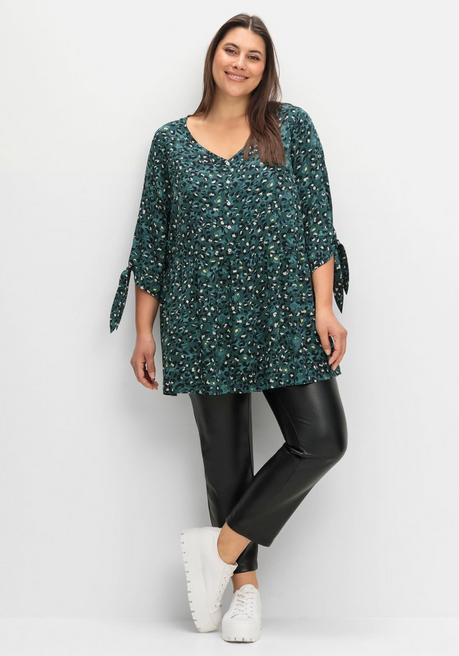 Sheego Weit Schwingende Tunika Mit Alloverprint - Tiefgrün Gemustert Sheego