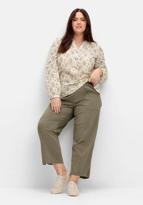 sheego Weite 7/8-Hose mit Gummizugbund - khaki sheego