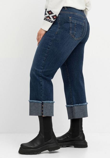 Sheego Weite 7/8-Jeans Mit Breitem Saum-Umschlag - Dark Blue Denim Sheego