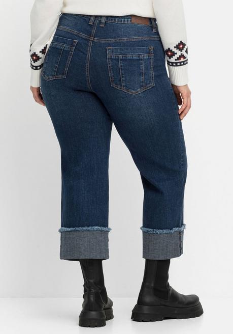 Sheego Weite 7/8-Jeans Mit Breitem Saum-Umschlag - Dark Blue Denim Sheego