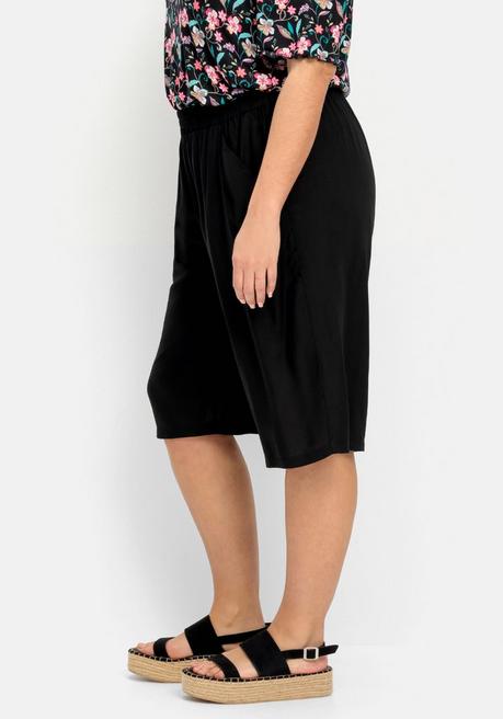 Sheego Weite Bermudas Mit Smokbund, Aus Viskose - Schwarz Sheego