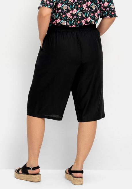 Sheego Weite Bermudas Mit Smokbund, Aus Viskose - Schwarz Sheego