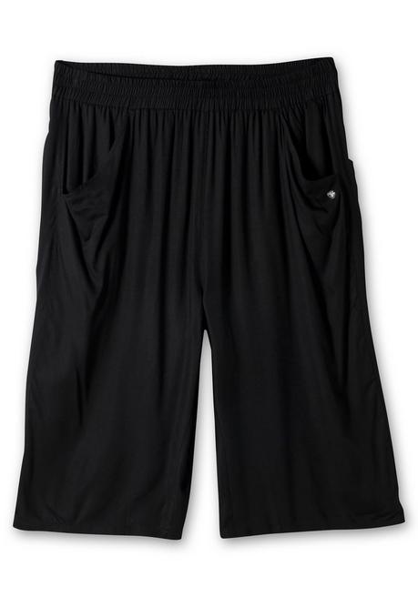 Sheego Weite Bermudas Mit Smokbund, Aus Viskose - Schwarz Sheego