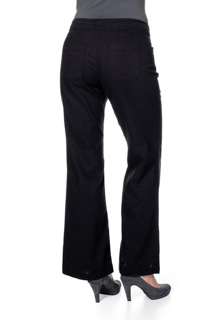 Sheego Weite Bootcut-Hose Mit Leinenanteil - Schwarz Sheego