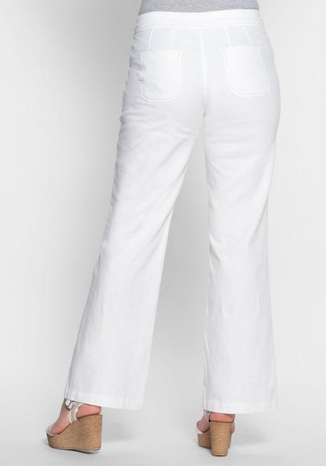 Sheego Weite Bootcut-Hose Mit Leinenanteil - Weiß Sheego