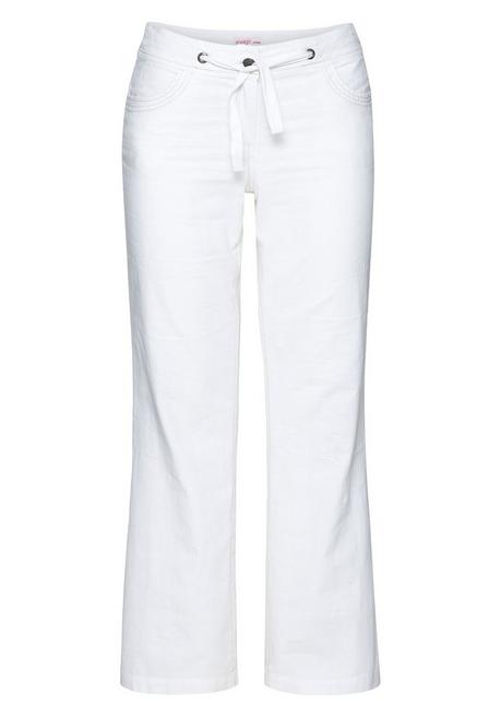 Sheego Weite Bootcut-Hose Mit Leinenanteil - Weiß Sheego