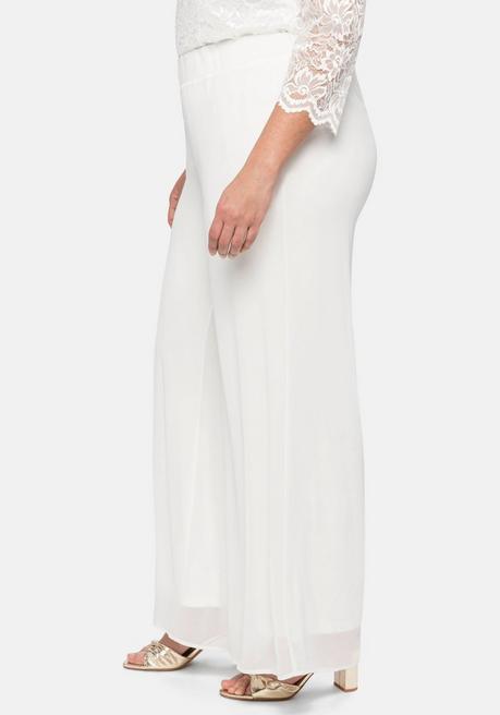 Sheego Weite Chiffonhose Im Lagenlook, Gefüttert - Offwhite Sheego