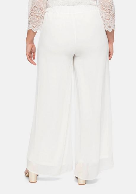 Sheego Weite Chiffonhose Im Lagenlook, Gefüttert - Offwhite Sheego