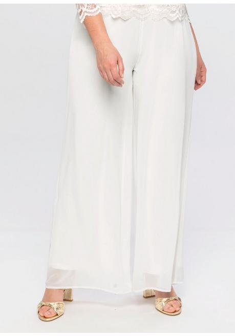 sheego Weite Chiffonhose im Lagenlook, gefüttert - offwhite sheego