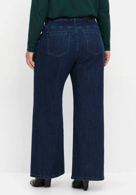 Sheego Weite High-Waist-Jeans Im Curvy-Schnitt ELLA - Dark Blue Denim Sheego