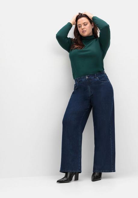 Sheego Weite High-Waist-Jeans Im Curvy-Schnitt ELLA - Dark Blue Denim Sheego