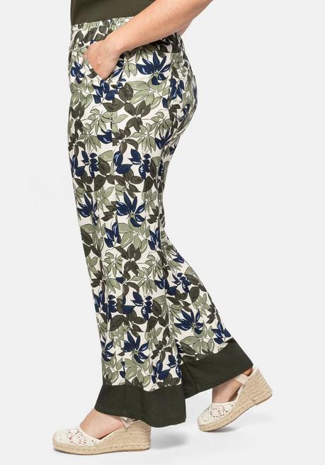 Sheego Weite Hose Mit Alloverdruck Und Schlupfbund - Dunkeloliv Bedruckt Sheego