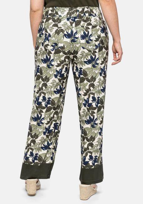 Sheego Weite Hose Mit Alloverdruck Und Schlupfbund - Dunkeloliv Bedruckt Sheego