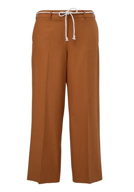 TRIANGLE Weite Hose mit Bindeband und Bügelfalten - braun sheego