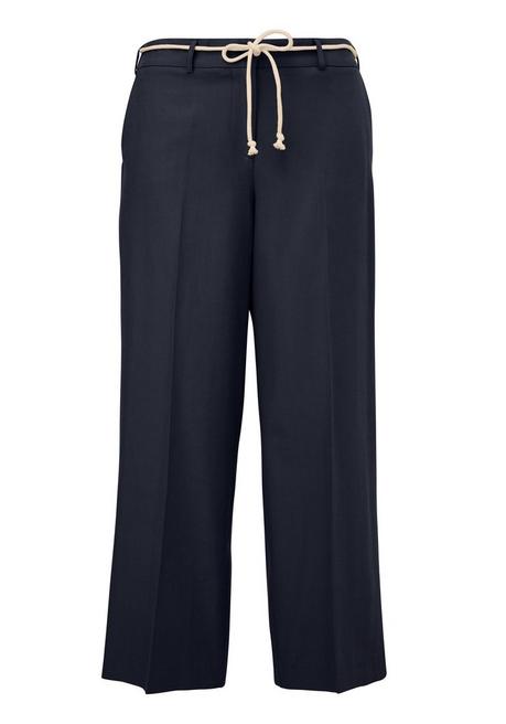 TRIANGLE Weite Hose mit Bindeband und Bügelfalten - marine sheego