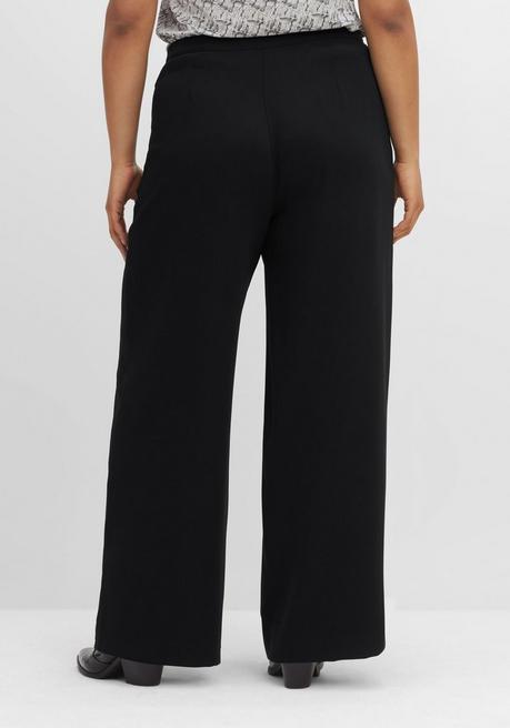 Sheego Weite Hose Mit Bundfalten, Knitterarm - Schwarz Sheego