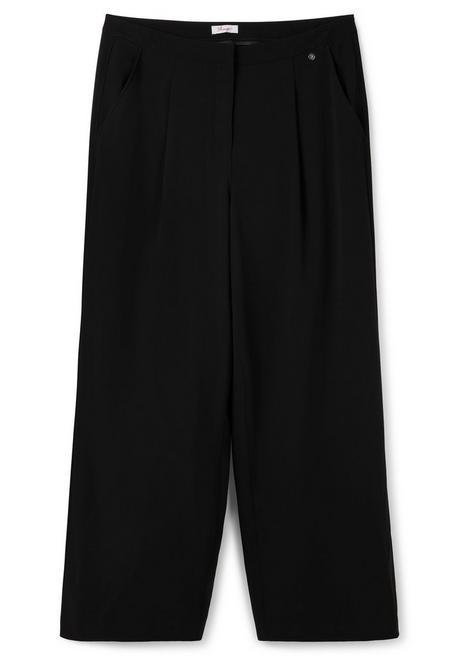 Sheego Weite Hose Mit Bundfalten, Knitterarm - Schwarz Sheego