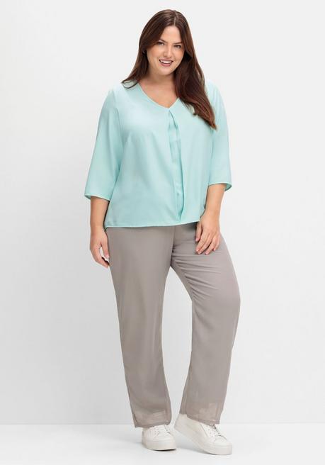 Sheego Weite Hose Mit Elastischem Bund Und Innenfutter - Grau Sheego