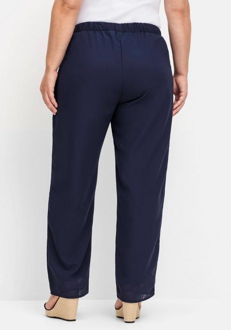 Sheego Weite Hose Mit Elastischem Bund Und Innenfutter - Marine Sheego