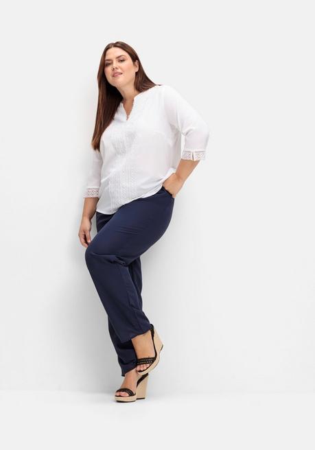 Sheego Weite Hose Mit Elastischem Bund Und Innenfutter - Marine Sheego