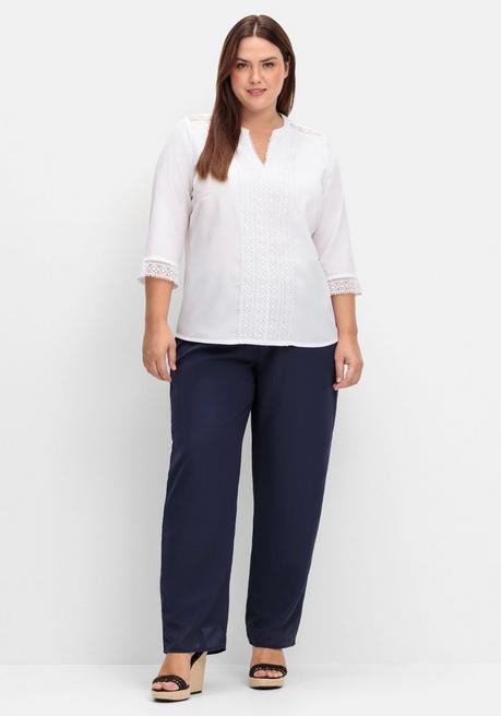 Sheego Weite Hose Mit Elastischem Bund Und Innenfutter - Marine Sheego