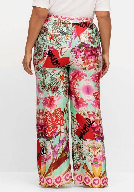 Sheego Loves Miss Goodlife Weite Hose Mit Gummibund Und Alloverdruck - Bunt Sheego