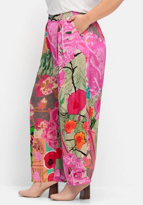 Sheego Loves Miss Goodlife Weite Hose Mit Komfortbund Und Seitentaschen - Jadegrün Bedruckt Sheego