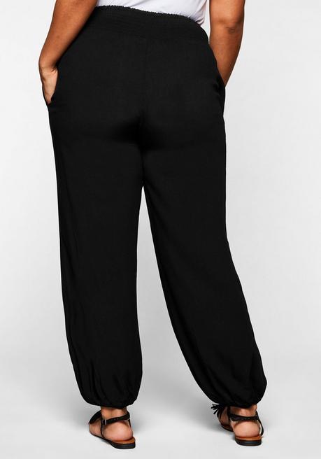 Sheego Weite Hose Mit Smokbund, Aus Viskose - Nachtschwarz Sheego