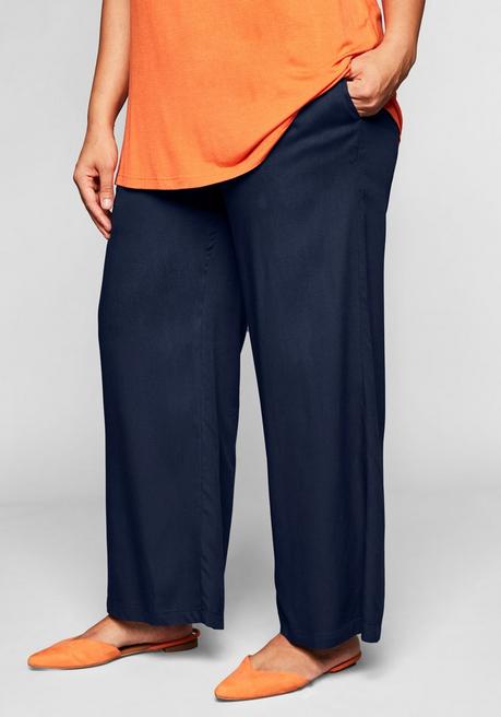 Sheego Weite Hose Mit Smokbund Und Taschen - Marine Sheego