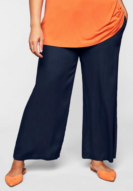 sheego Weite Hose mit Smokbund und Taschen - marine sheego