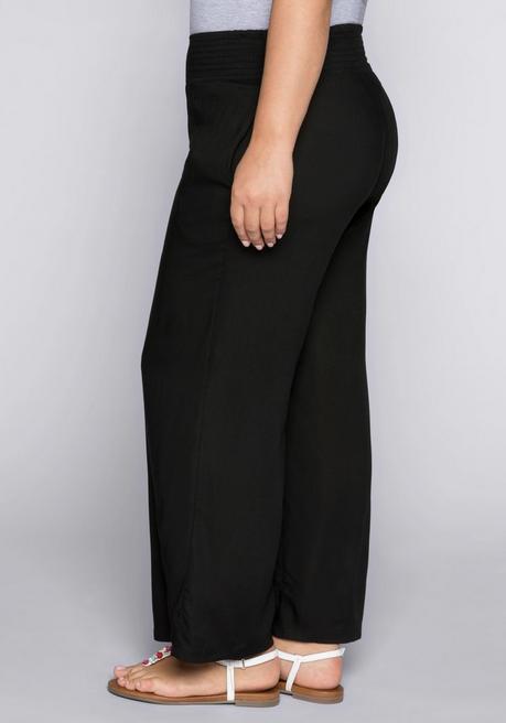 Sheego Weite Hose Mit Smokbund Und Taschen - Schwarz Sheego