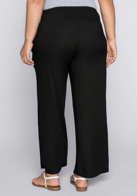 Sheego Weite Hose Mit Smokbund Und Taschen - Schwarz Sheego