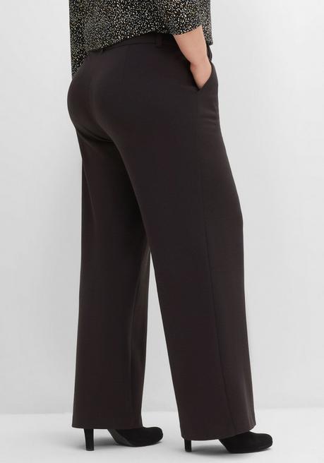 Sheego Weite Hose Mit Streifenstruktur, Extralanges Bein - Schwarz Sheego