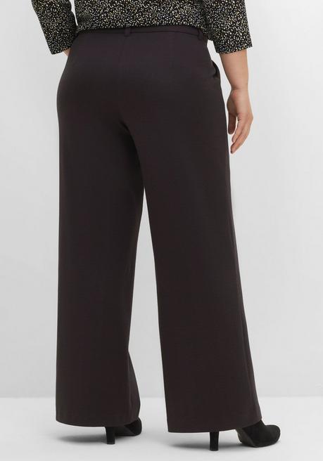 Sheego Weite Hose Mit Streifenstruktur, Extralanges Bein - Schwarz Sheego