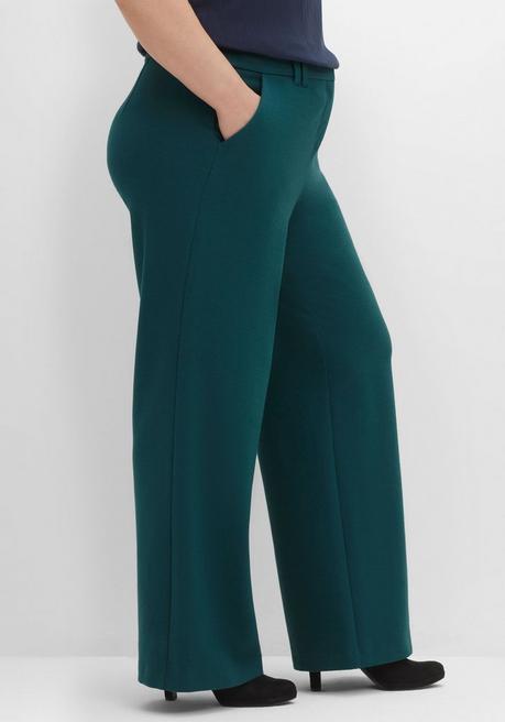 Sheego Weite Hose Mit Streifenstruktur, Extralanges Bein - Tiefgrün Sheego