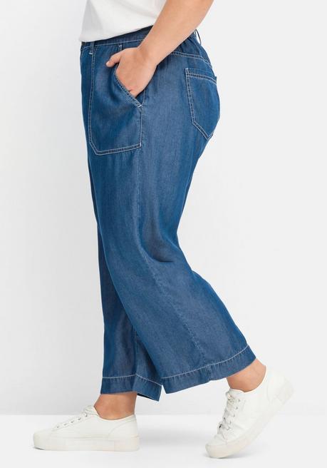 Sheego Weite Jeans Aus TENCEL™ Lyocell, Mit Kontrastnähten - Blue Denim Sheego