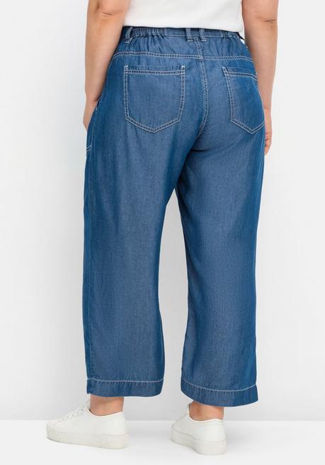 Sheego Weite Jeans Aus TENCEL™ Lyocell, Mit Kontrastnähten - Blue Denim Sheego