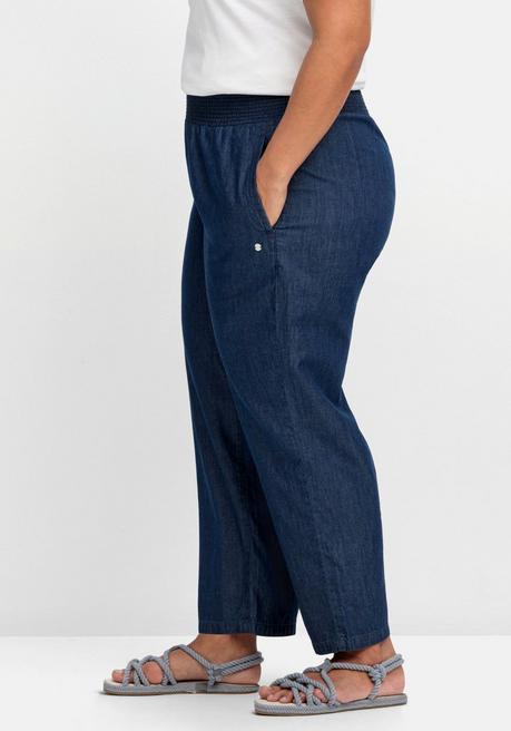 Sheego Weite Jeans Mit Smokbund, In Knöchellänge - Dark Blue Denim Sheego
