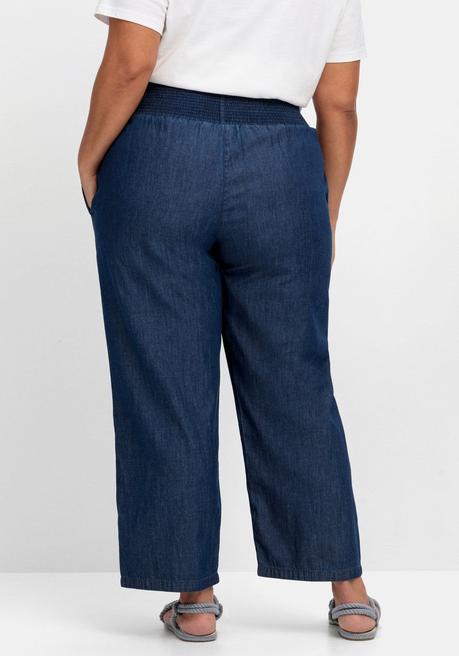 Sheego Weite Jeans Mit Smokbund, In Knöchellänge - Dark Blue Denim Sheego
