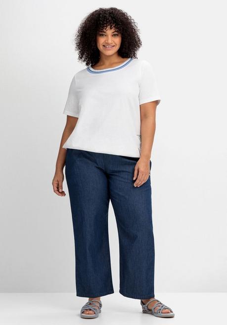Sheego Weite Jeans Mit Smokbund, In Knöchellänge - Dark Blue Denim Sheego