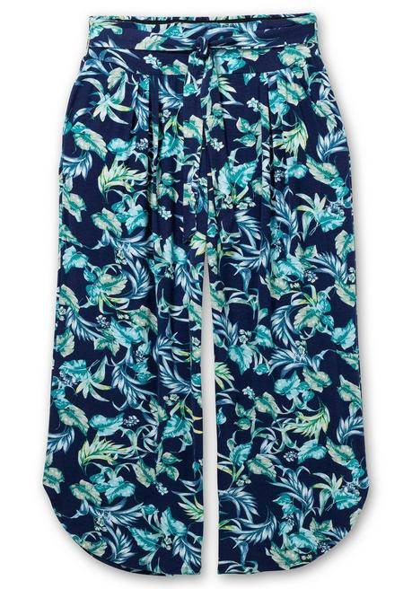 Sheego Weite Jerseyhose Mit Blätterprint - Marine Bedruckt Sheego