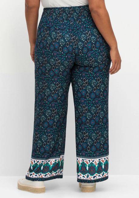 Sheego Weite Schlupfhose Mit Alloverdruck Und Smokbund - Marine Bedruckt Sheego