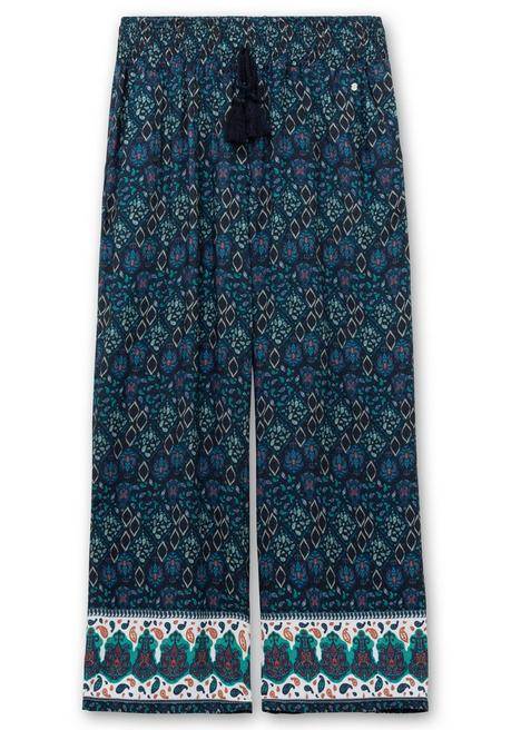 Sheego Weite Schlupfhose Mit Alloverdruck Und Smokbund - Marine Bedruckt Sheego
