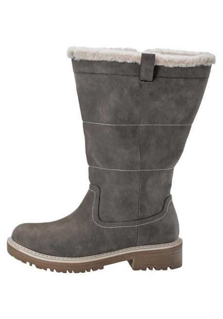 Sheego Weitschaftstiefel In Veloursleder-Optik - Taupe Sheego