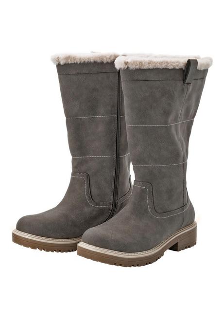 sheego Weitschaftstiefel in Veloursleder-Optik - taupe sheego sheego Weitschaftstiefel in Veloursleder-Optik - taupe sheego
